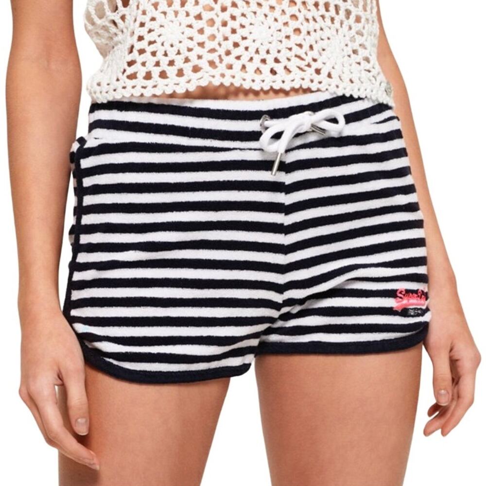 SUNDRY Women Blue & White Striped Beach Summer Terry Shorts Size 1